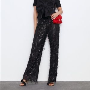 NWT Zara fringe sequin pants.